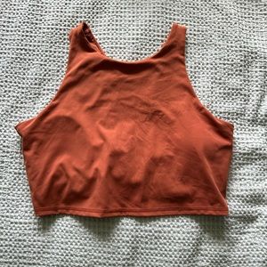 Orange crop sports tank top built in bra
